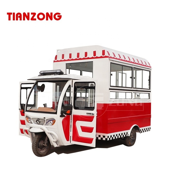 TIANZONG R3 electric tricycle food truck with full kitchen food trailers full equipped coffee piaggio ape tricycle food cart