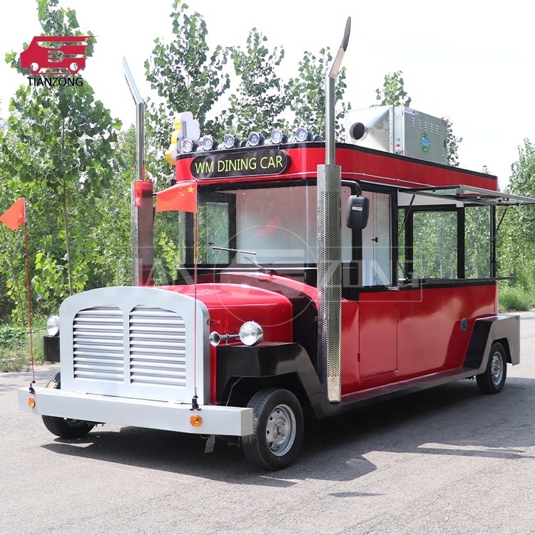 TIANZONG V9 high quality food trailer with full kitchen equipments vintage food caravan solar remorque food truck