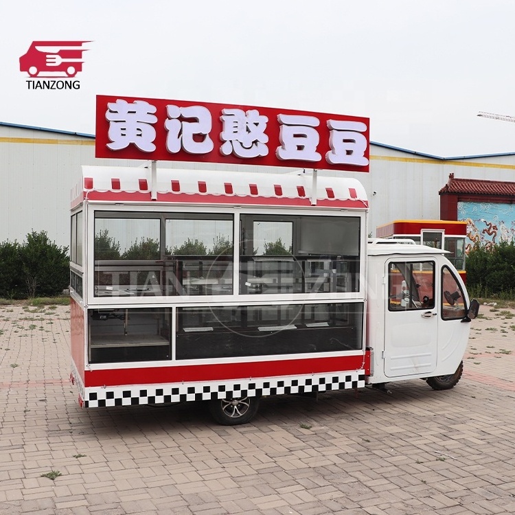 TIANZONG R11 CE ISO approved Petro Tricycle food truck with full kitchen ice cream trailer piaggio ape food cart for sales