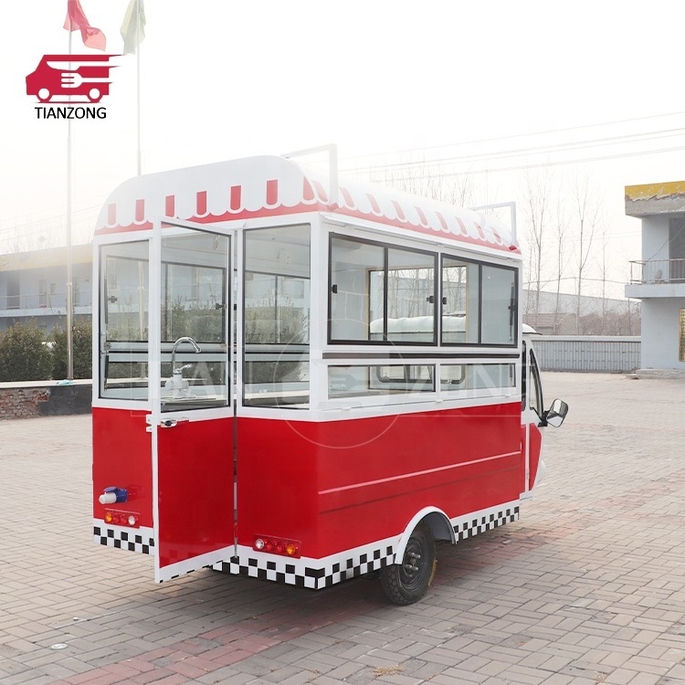 TIANZONG R3 electric tricycle food truck with full kitchen food trailers full equipped coffee piaggio ape tricycle food cart