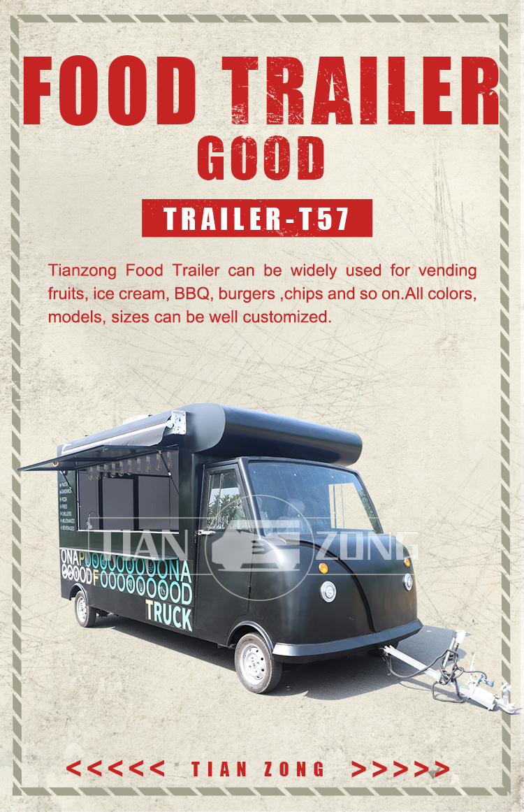 TIANZONG T57 street food cart Burgers catering food trailers fully equipped Selling Coffee Van food truck for sale