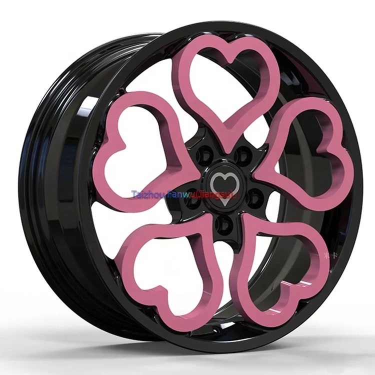 FF Factory Custom 5 Holes 5X108 16 17 19 20 21 22 23 24 Inch Forged Heart Shaped Purple Car Wheels Rims,rims with hearts