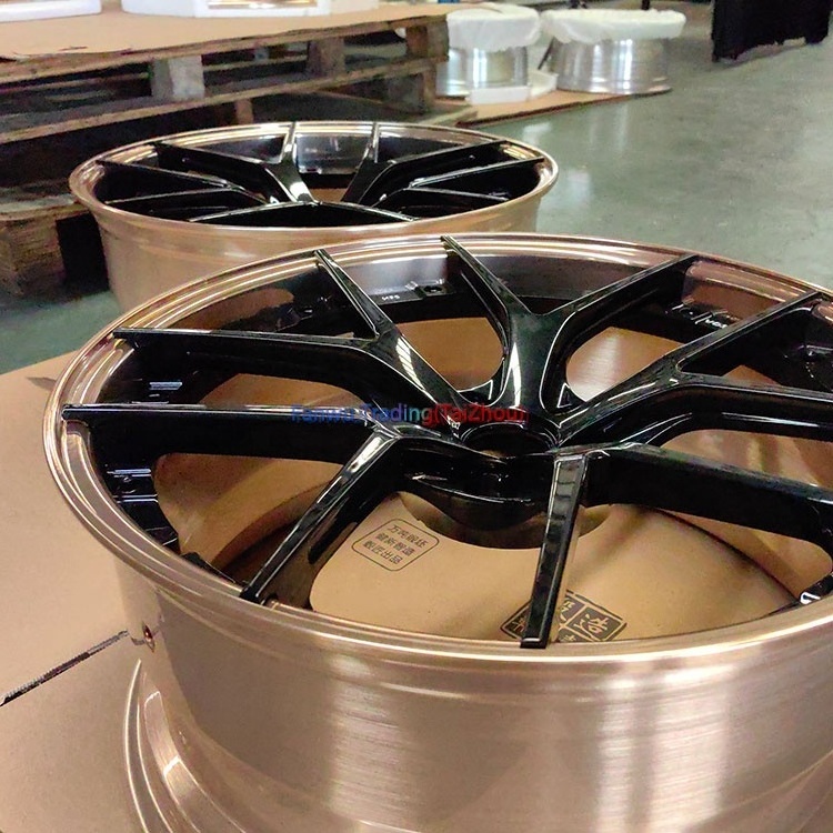 FF High Quality Rose Gold Polished 5X108 5X120 5X1143 16 17 19 20 21 22 23 Inch 2 piece Alloy Forged Wheels 18 5X112