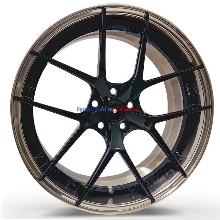 FF High Quality Rose Gold Polished 5X108 5X120 5X1143 16 17 19 20 21 22 23 Inch 2 piece Alloy Forged Wheels 18 5X112