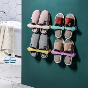 Modern Simple bathroom slippers storage shoe rack perforated wall-mounted shoe rack retractable plastic shoe rack