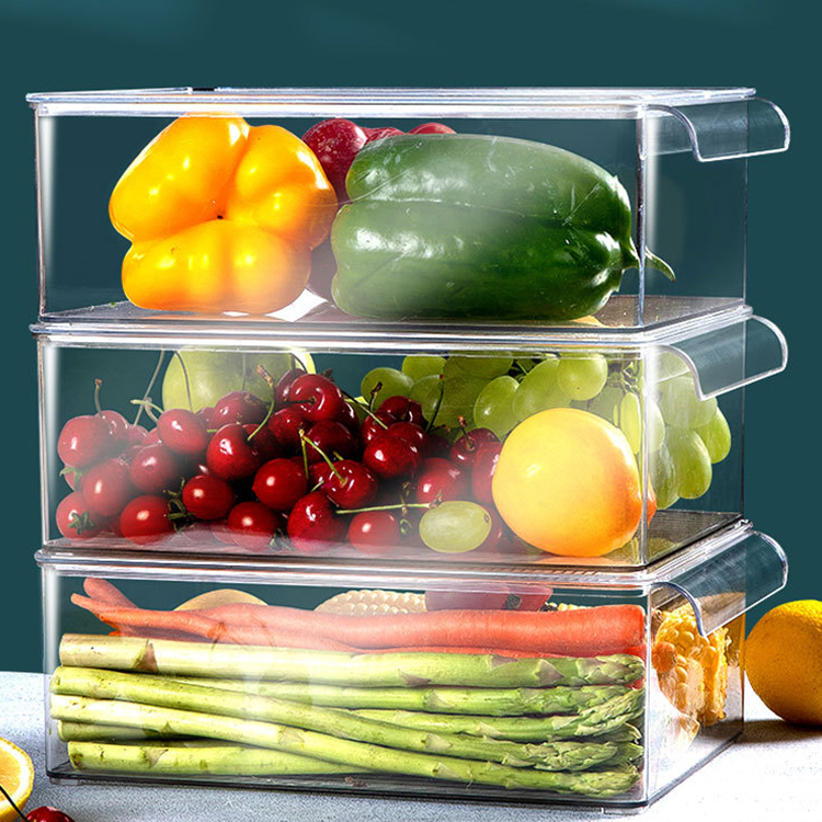 hot sell Refrigerator food storage box with handle Large capacity with lid sealed storage tank Thickened storage box Transparent