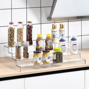 4 Tier Clear Spice Rack Shelf Spice Organizer for Cabinet and Make Up Great for Pantry Bathroom Kitchen Bedroom Office