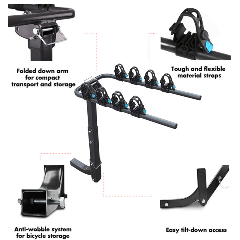 Dongsui Universal Camping Trunk 3 4 Bike Steel Rear Tow Hitch Mounted Car Bike Rack Carrier for Suv Vehicle