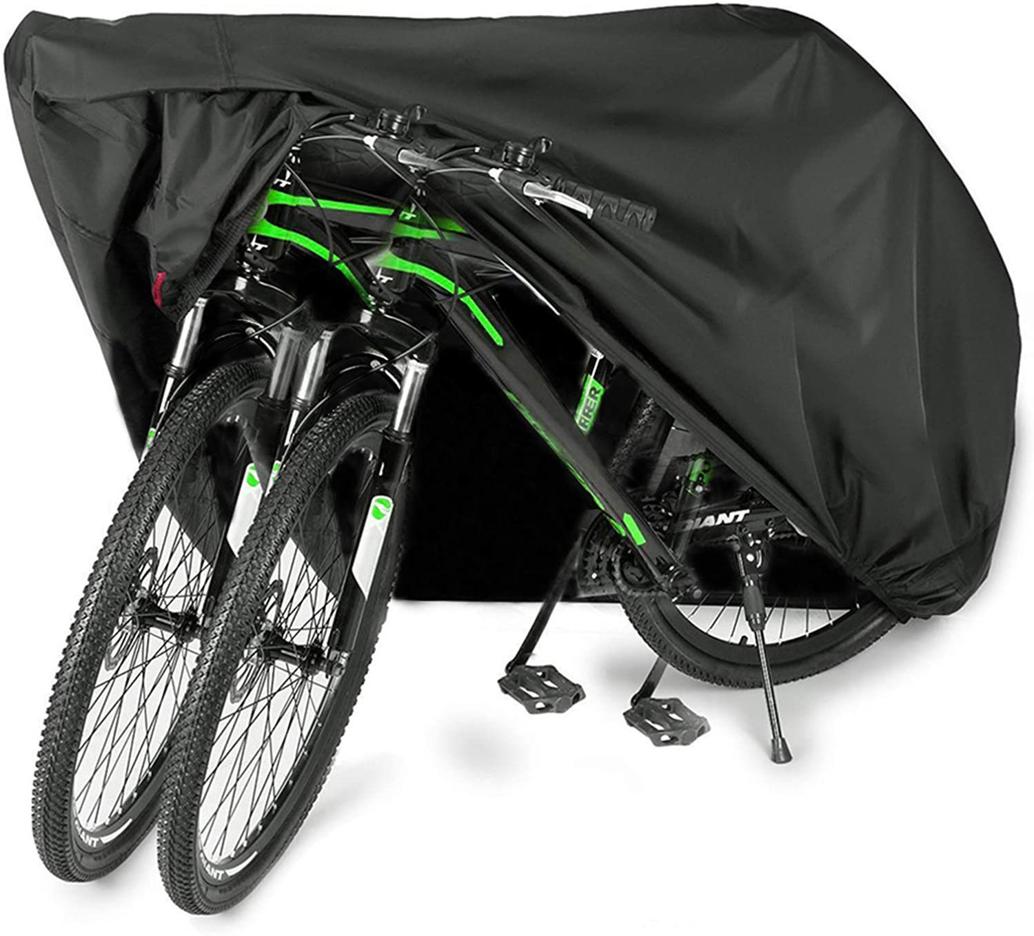 190T Waterproof Silver coated large size bicycle rain cover Bike Cover with reflecting strip For 2 Bikes