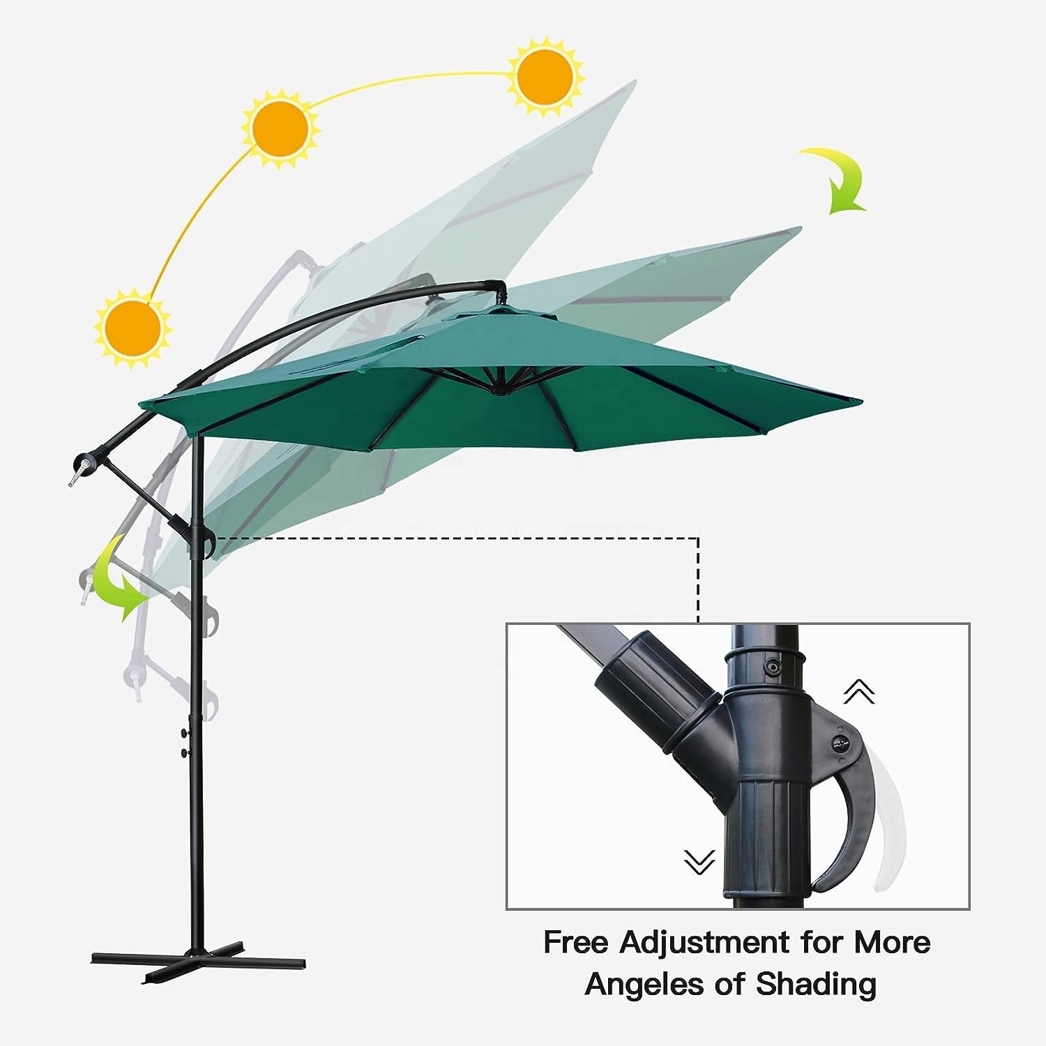 Outdoor Patio Umbrella Outdoor Courtyard Umbrella Polyester Sunshade Umbrella for Garden, Deck, Backyard, Pool & Beach