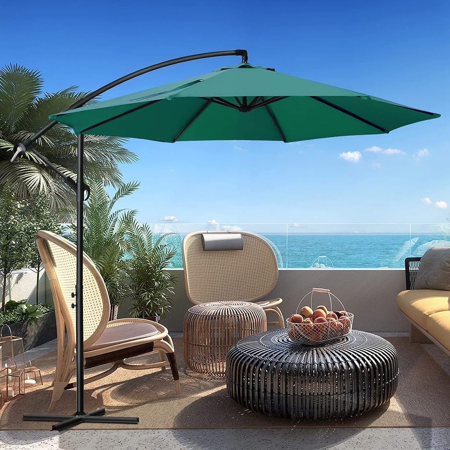 Outdoor Patio Umbrella Outdoor Courtyard Umbrella Polyester Sunshade Umbrella for Garden, Deck, Backyard, Pool & Beach