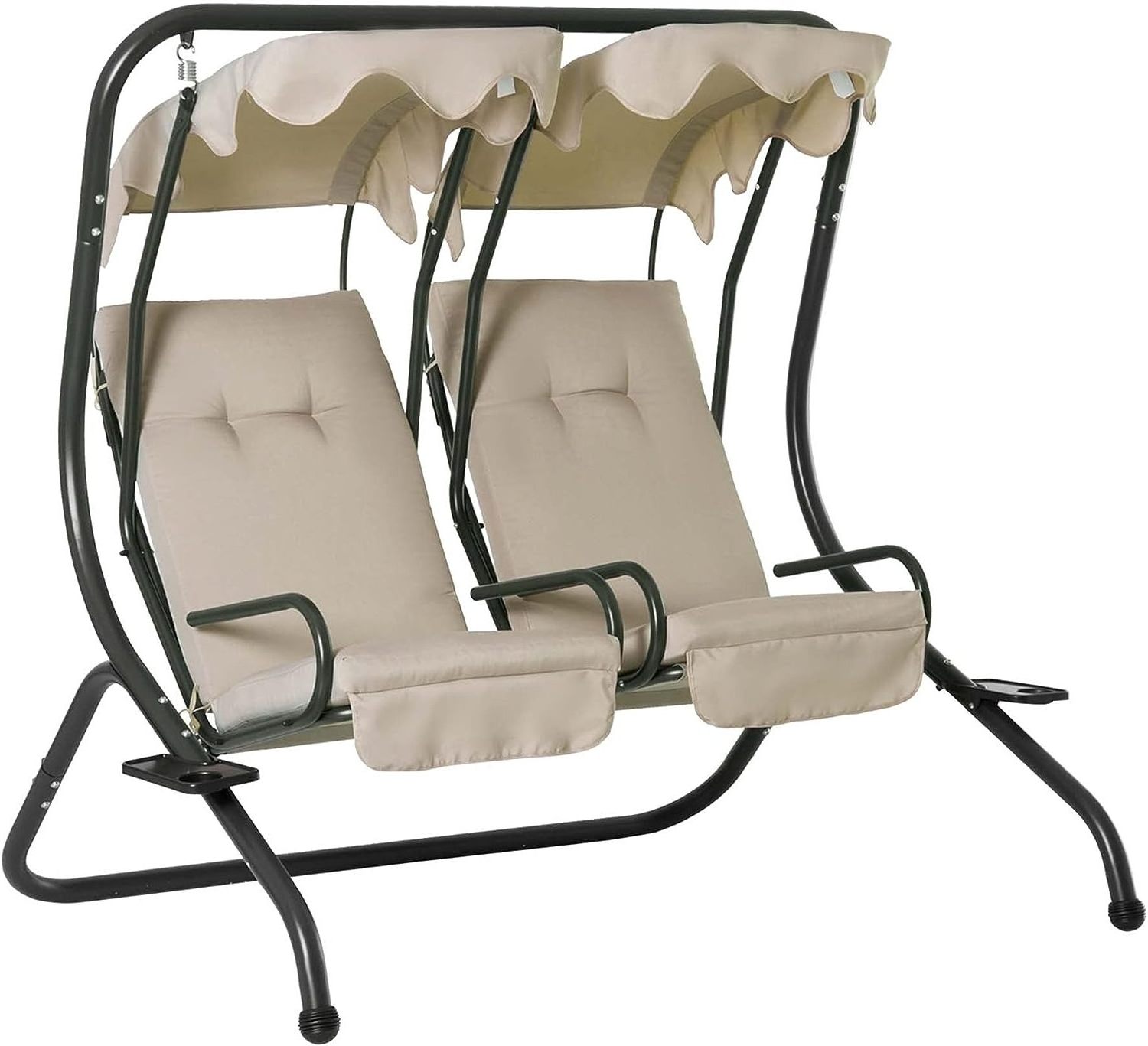 Outdoor Garden Porch 2 Seater Confortable Steel Swinging Chairs with Canopy