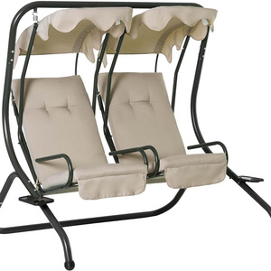 Outdoor Garden Porch 2 Seater Confortable Steel Swinging Chairs with Canopy