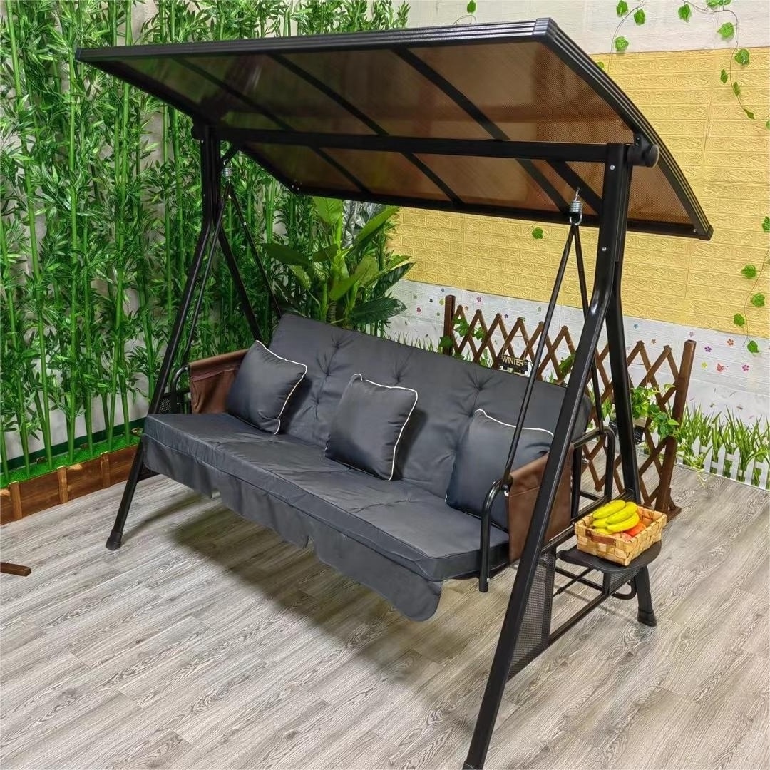 comfortable outdoor furniture rattan sofa swing chair 3 seat