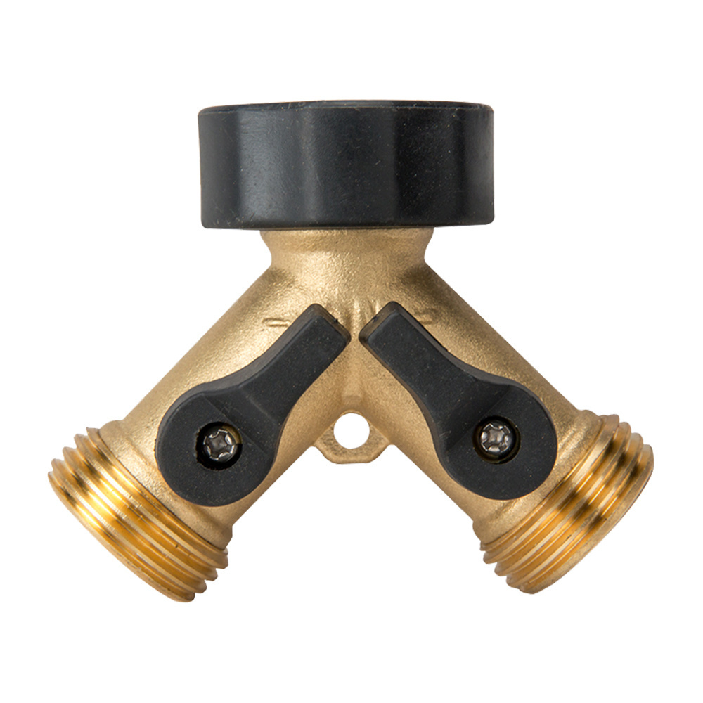 Garden 2 way y shaped shutoff  brass hose splitter