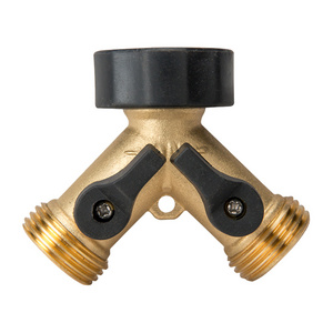 Garden 2 way y shaped shutoff  brass hose splitter