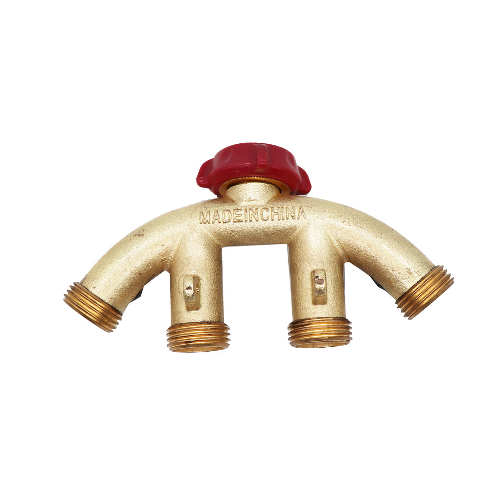 Garden brass 4 way water hose connector splitter