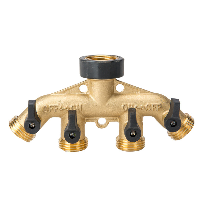 Brass manifold 4 Way Garden Water Tap Connector Water Hose Splitter