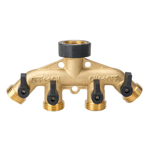 Brass manifold 4 Way Garden Water Tap Connector Water Hose Splitter