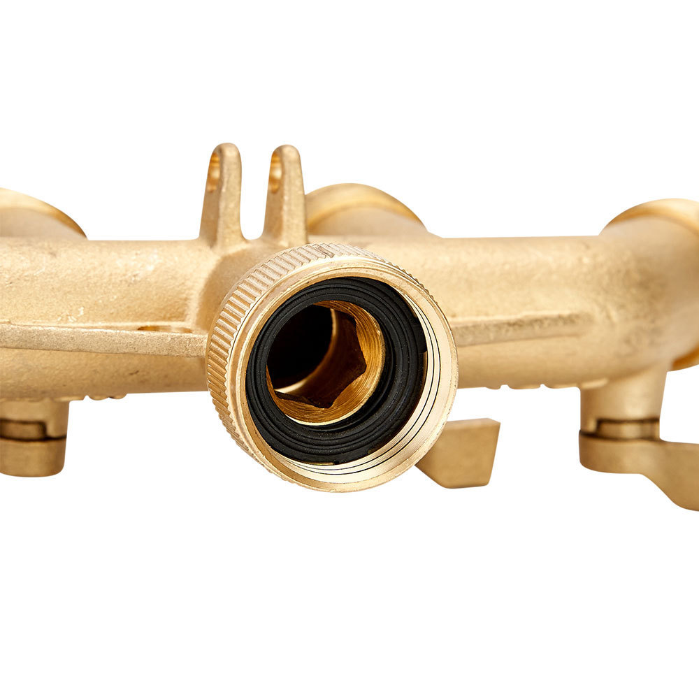 Garden 4 way brass 3/4 8mm hose 4 valves connector water splitter