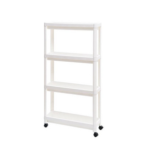 Compact Plastic Shelving Unit Slide Out Storage Rolling Utility Cart Tower Rack for Kitchen Bathroom Narrow Spaces