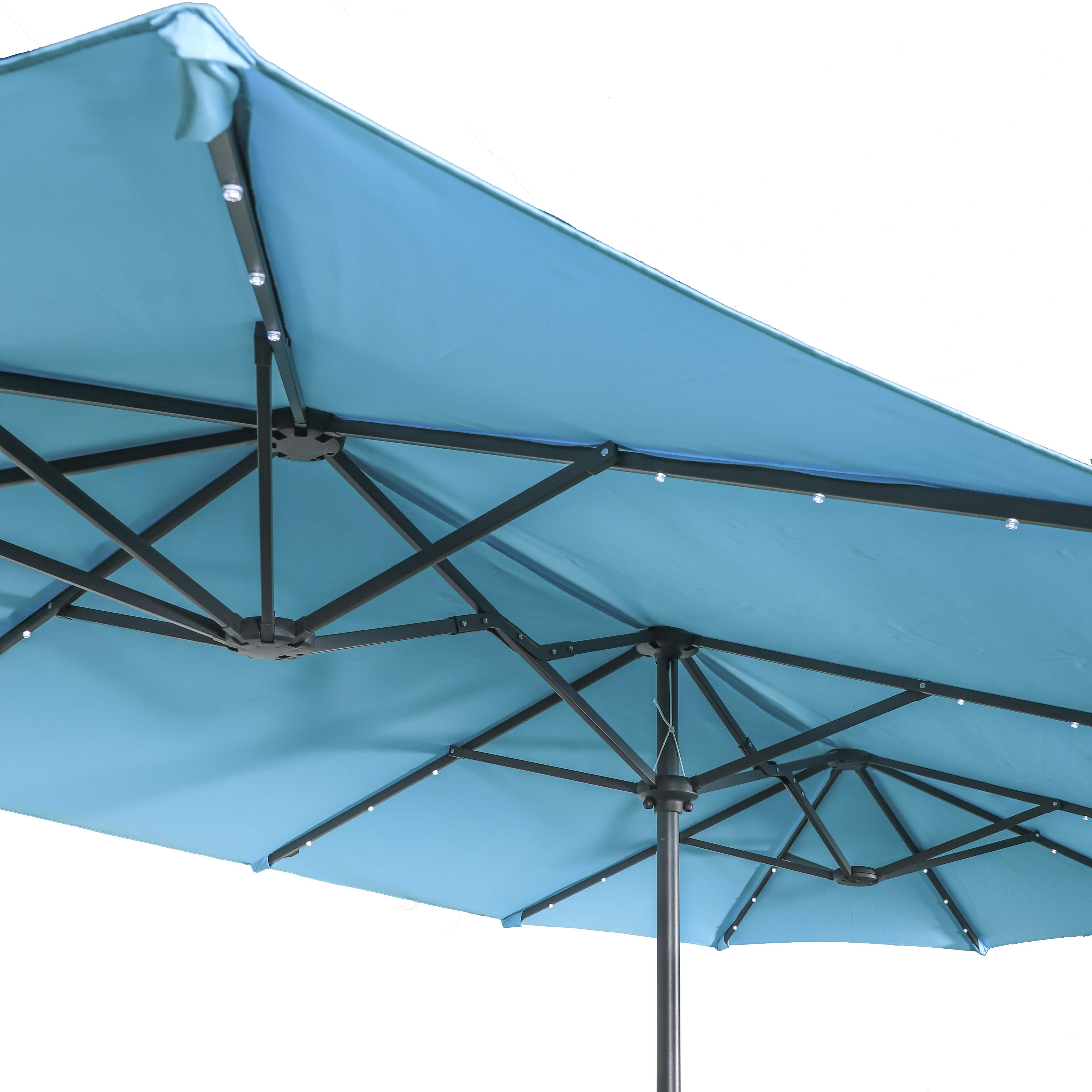 HONGGUAN Large Double Sided Steel Twin Outdoor Sunshade Parasol Big Size Patio Umbrella Solar Led Lighted Garden Patio Umbrellas