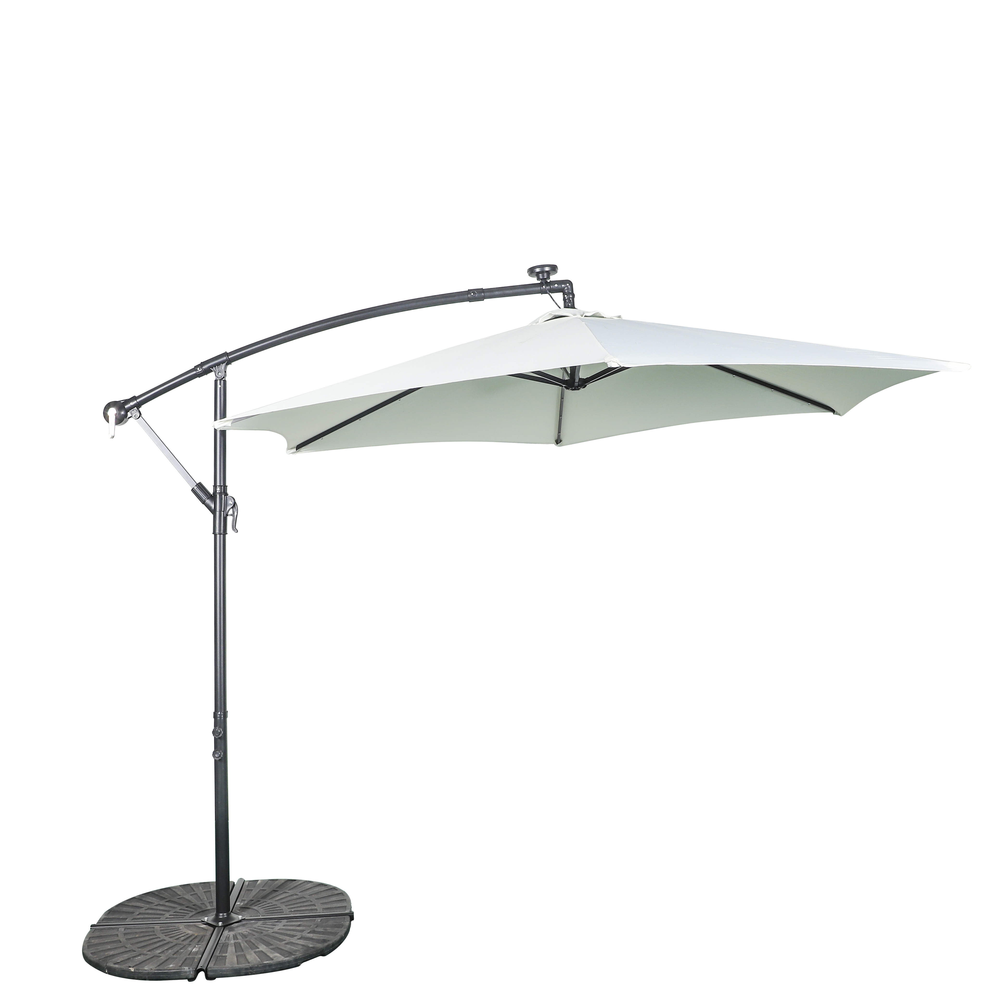 HONGGUAN Hanging Banana Waterproof Cantilever Garden Beach Patio Sun Canvas Parasol Iron Outdoor Restaurant Umbrella WITH LED