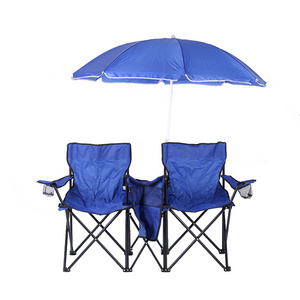 HONGGUAN Modern Outdoor Double Seat Folding Chairs Light Weight Camp Chairs With Canopy with cooler bag