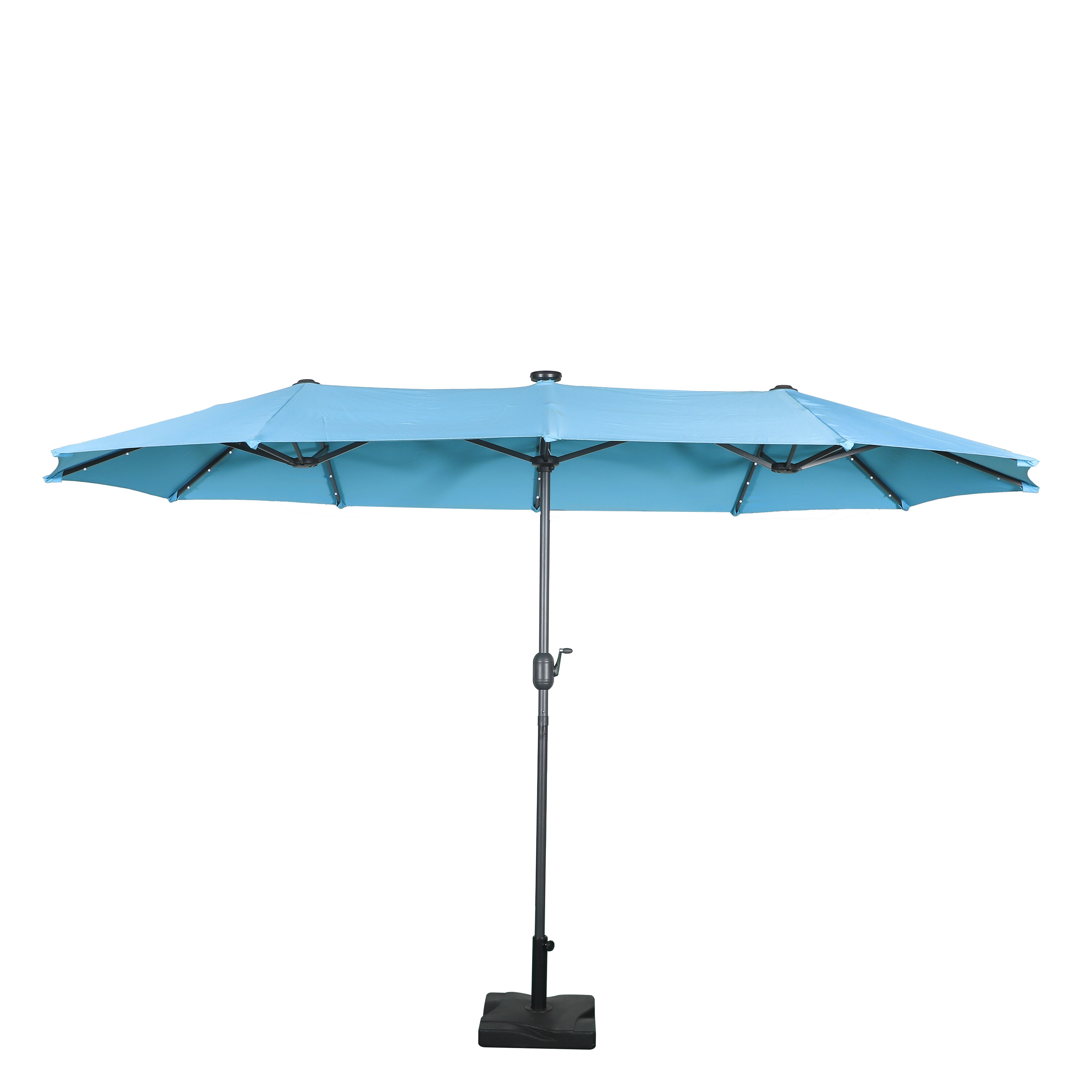 HONGGUAN Large Double Sided Steel Twin Outdoor Sunshade Parasol Big Size Patio Umbrella Solar Led Lighted Garden Patio Umbrellas