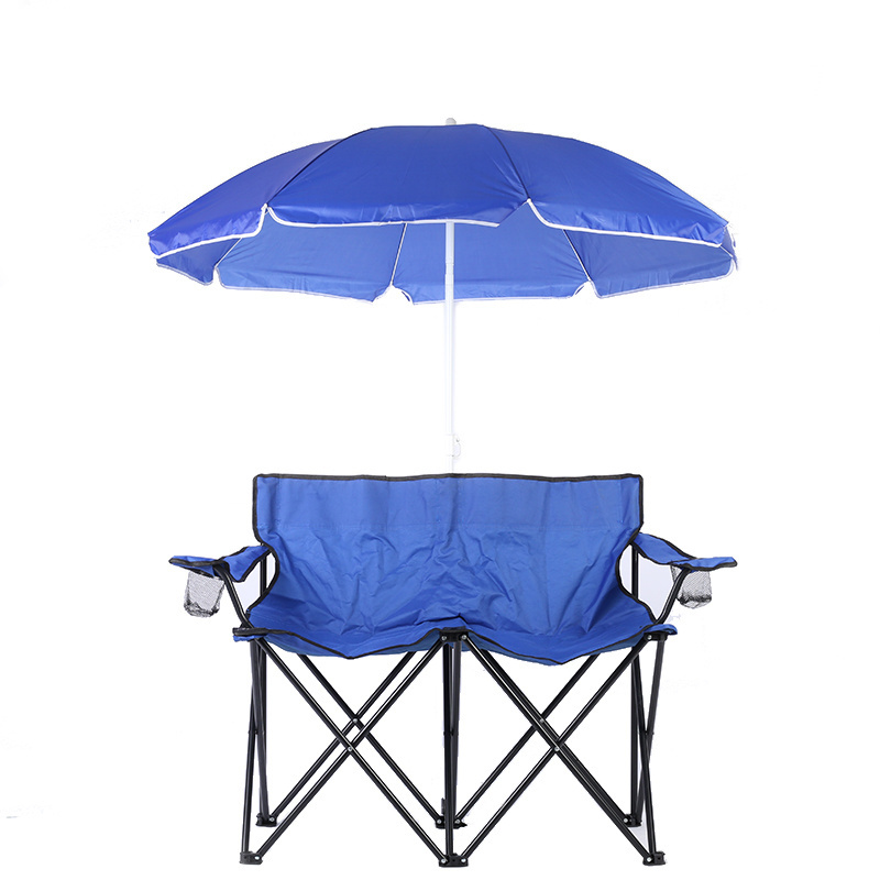 HONGGUAN Modern Outdoor Double Seat Folding Chairs Light Weight Camp Chairs With Canopy with cooler bag