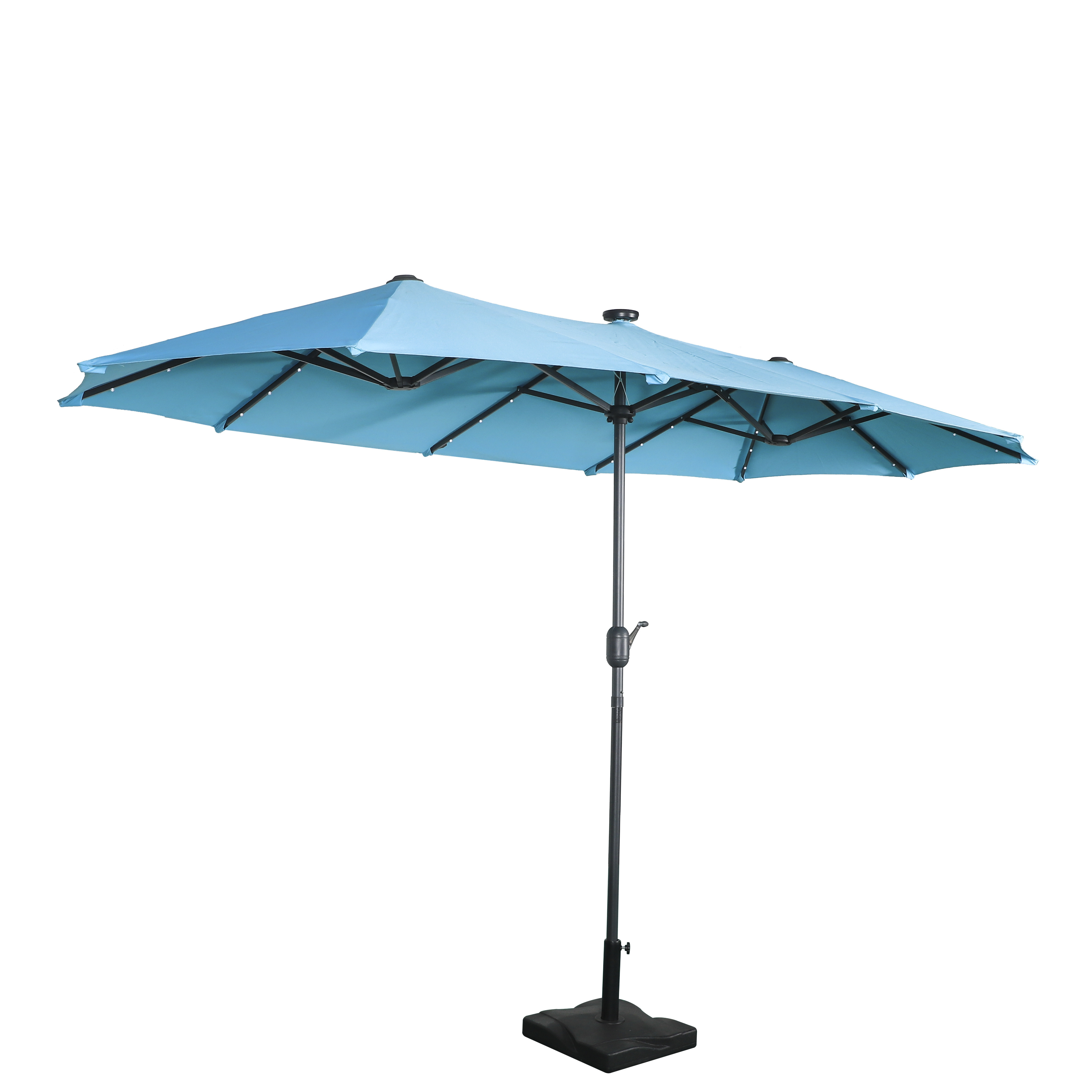 HONGGUAN Large Double Sided Steel Twin Outdoor Sunshade Parasol Big Size Patio Umbrella Solar Led Lighted Garden Patio Umbrellas