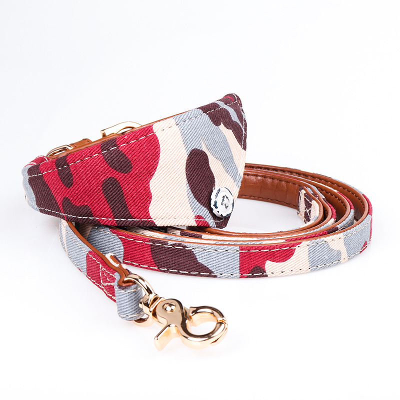 Pet Supplies New Camo Dog Collar Dog Collar Triangle Scarf PU leather pet collar