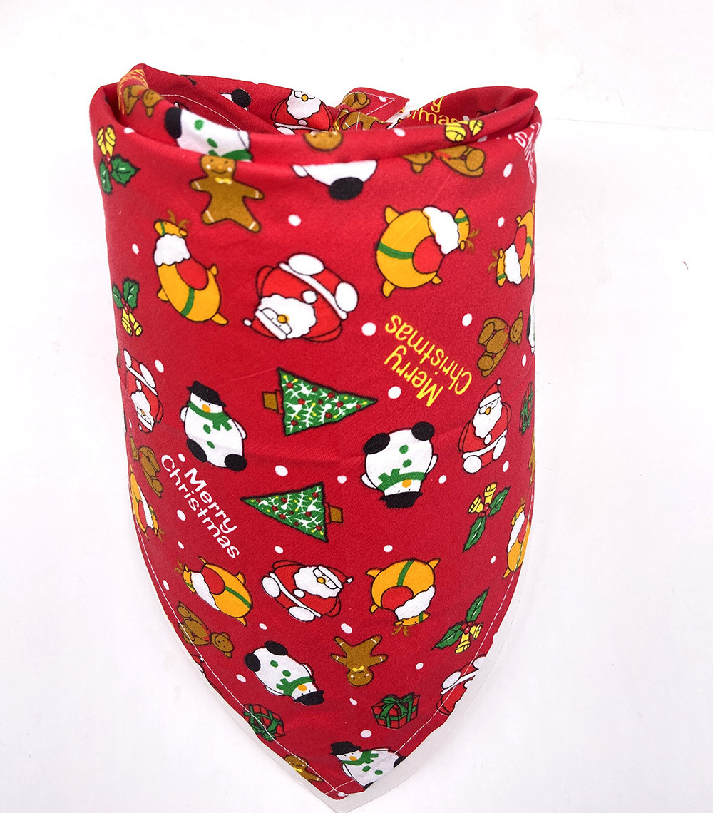 Factory direct sales of new pure cotton pet saliva scarf dog Christmas triangle scarf Bandanas