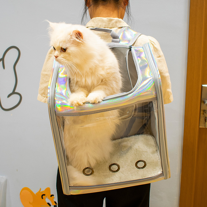 Portable Medium Light Transparent Starling PU Cage Backpack Parrot Take out Pet Carrier for Cat Breathable Bag