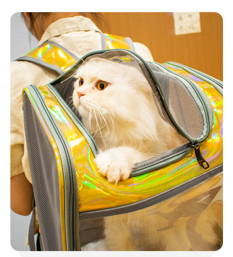 Portable Medium Light Transparent Starling PU Cage Backpack Parrot Take out Pet Carrier for Cat Breathable Bag