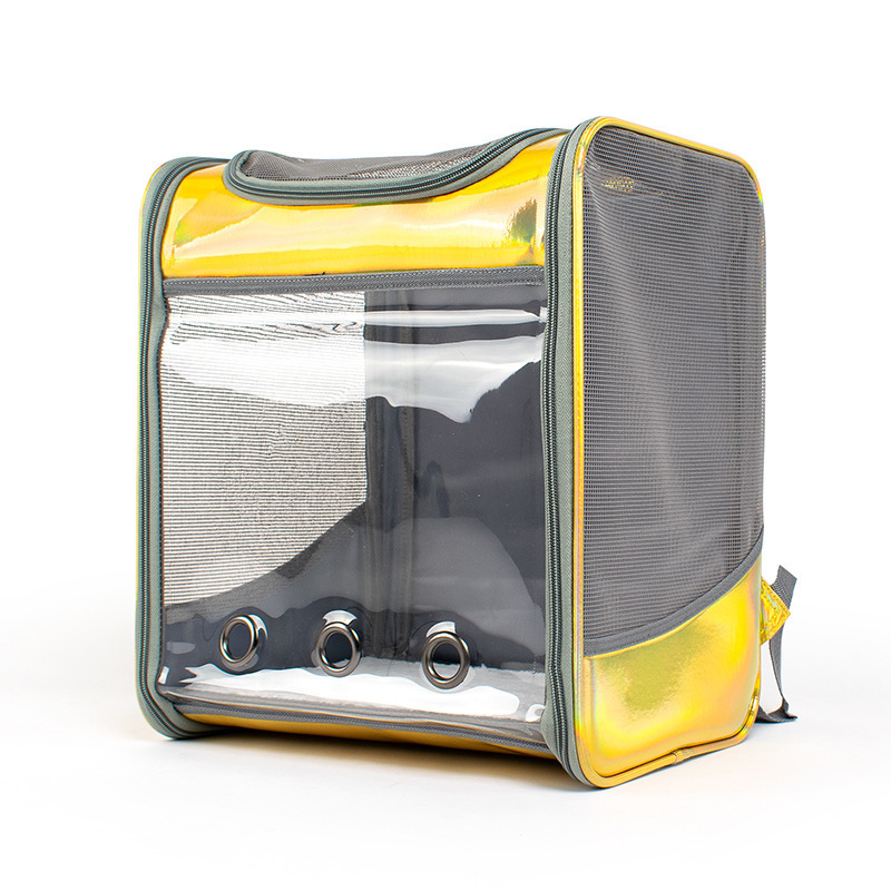 Portable Medium Light Transparent Starling PU Cage Backpack Parrot Take out Pet Carrier for Cat Breathable Bag