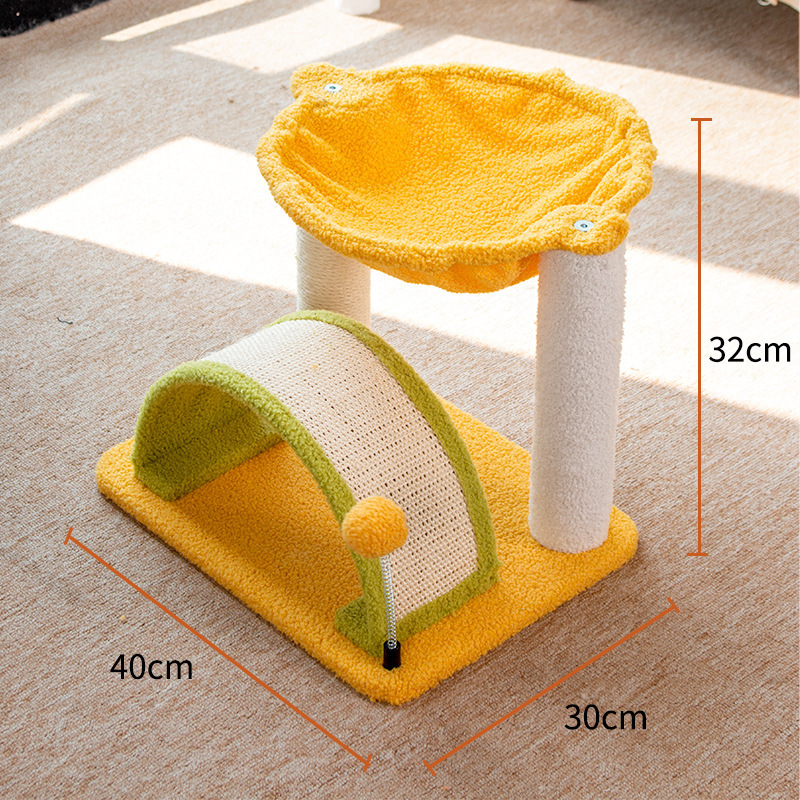 Cute Coconut Tree Shape Cat Tree Cat Scratching Post with Hammock Sisal Arch Bridge Cat Scratcher