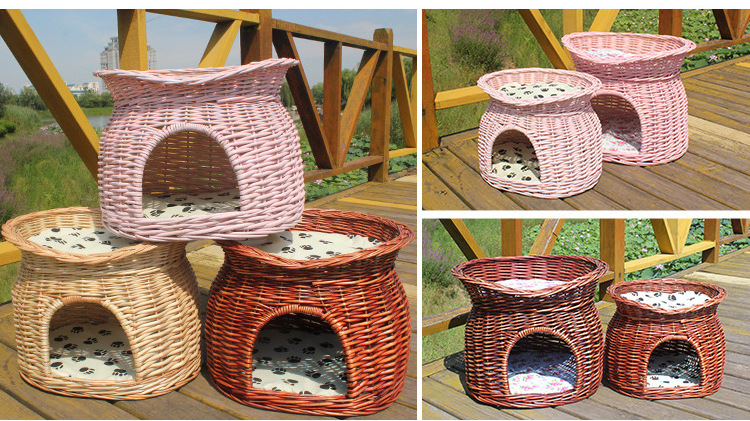 Summer Sustainable Rattan Basket Dog Bed Cool Pet Cat Bed with Eco-Friendly Material