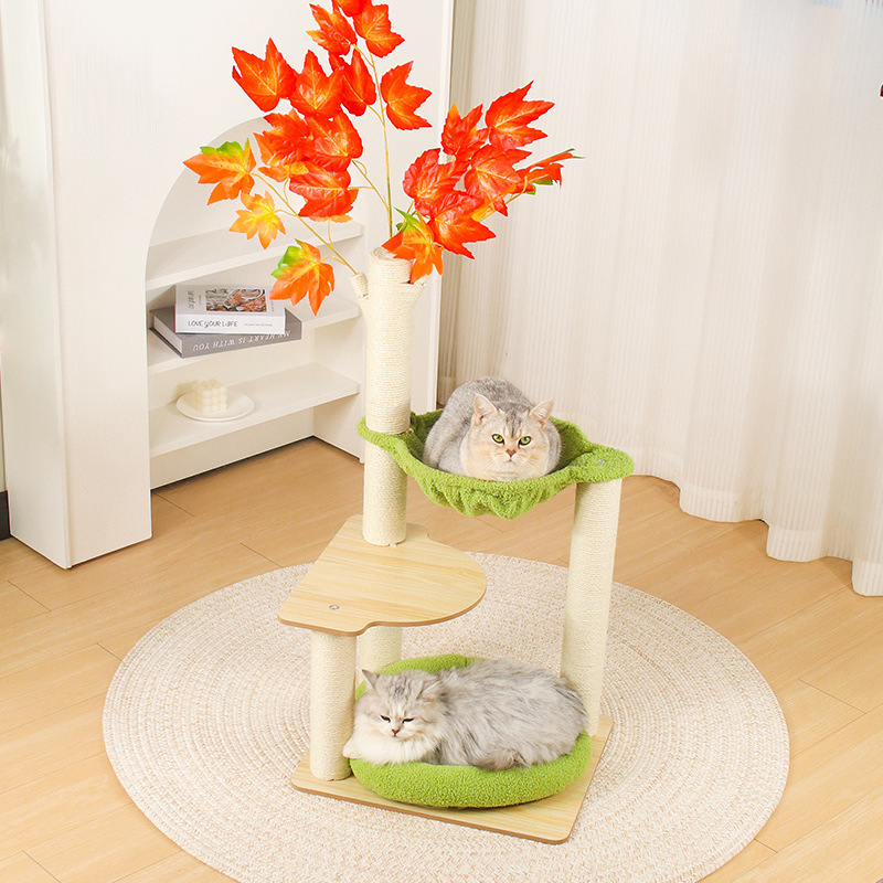 Pet Furniture Maple Tree Design Cat Climbing Tree with Hammock for Cat Playing Resting