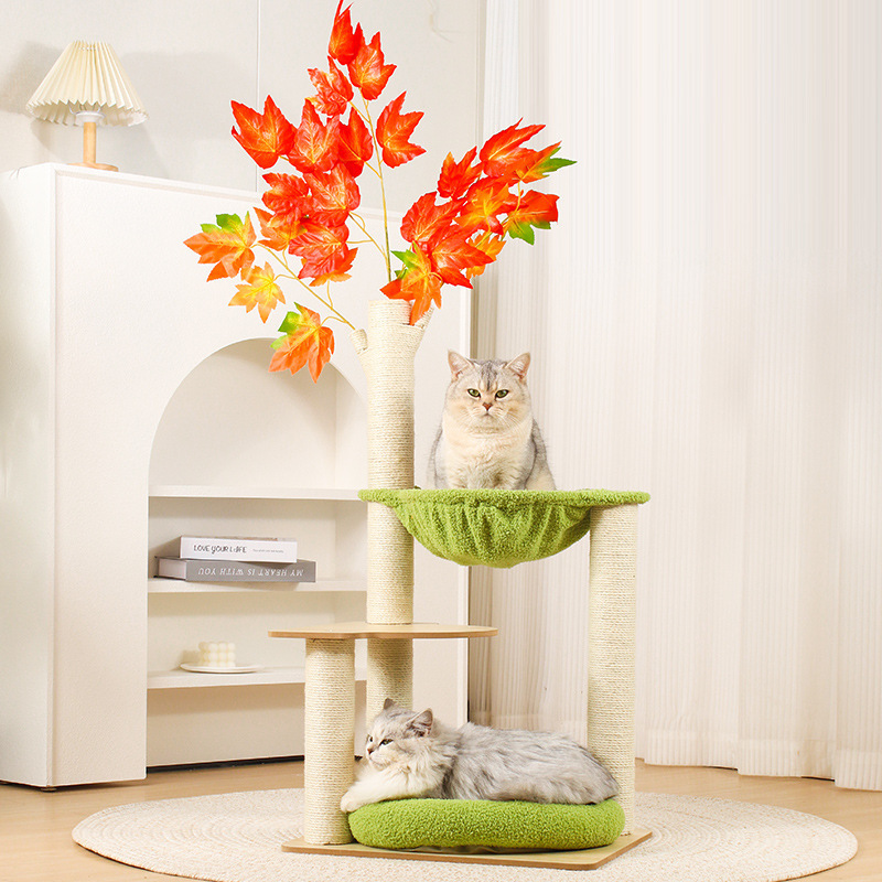 Pet Furniture Maple Tree Design Cat Climbing Tree with Hammock for Cat Playing Resting