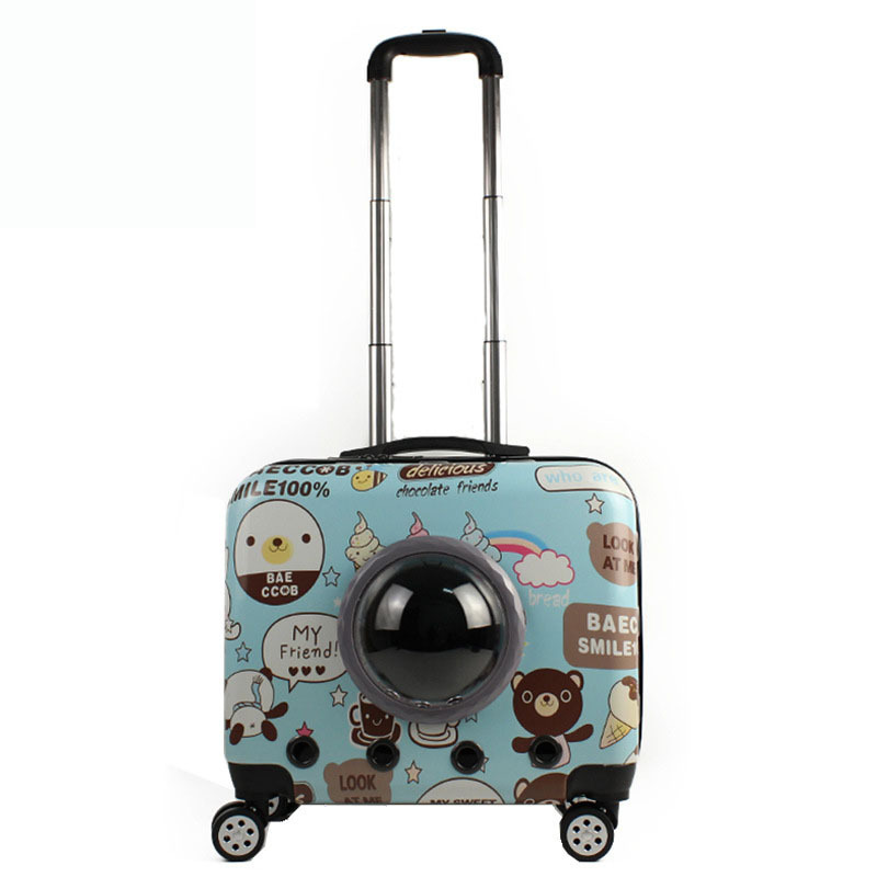 Wholesale Cat bag pet rolling suitcases pet cat travel carrier bag