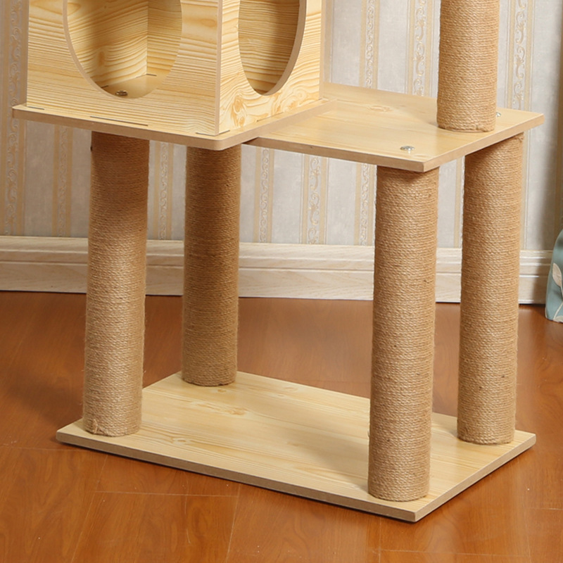 Easy Assemble Durable Cat Tree Condo House Wooden Large Cat Tree With Hammock