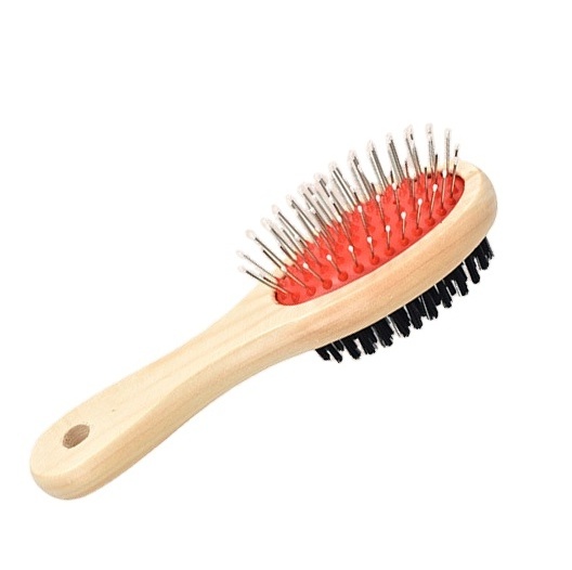 Animal Grooming Tool Cleaning comb Double Sided Original Wood Handle Pet Brush