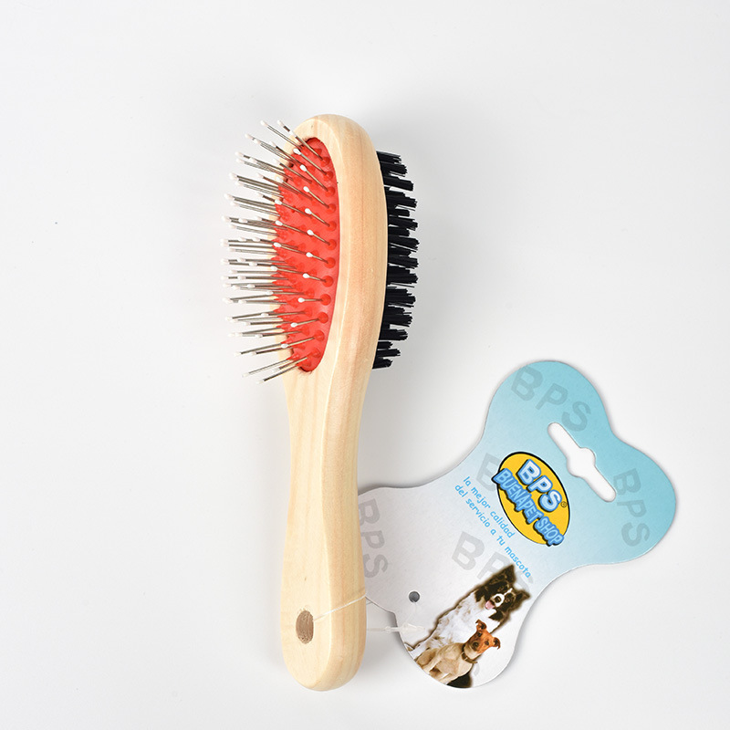 Animal Grooming Tool Cleaning comb Double Sided Original Wood Handle Pet Brush