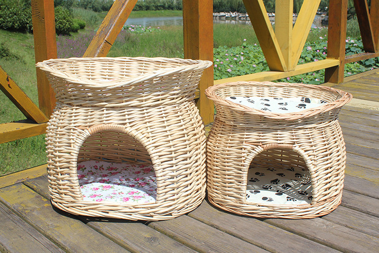 Summer Sustainable Rattan Basket Dog Bed Cool Pet Cat Bed with Eco-Friendly Material