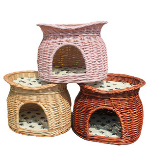 Summer Sustainable Rattan Basket Dog Bed Cool Pet Cat Bed with Eco-Friendly Material