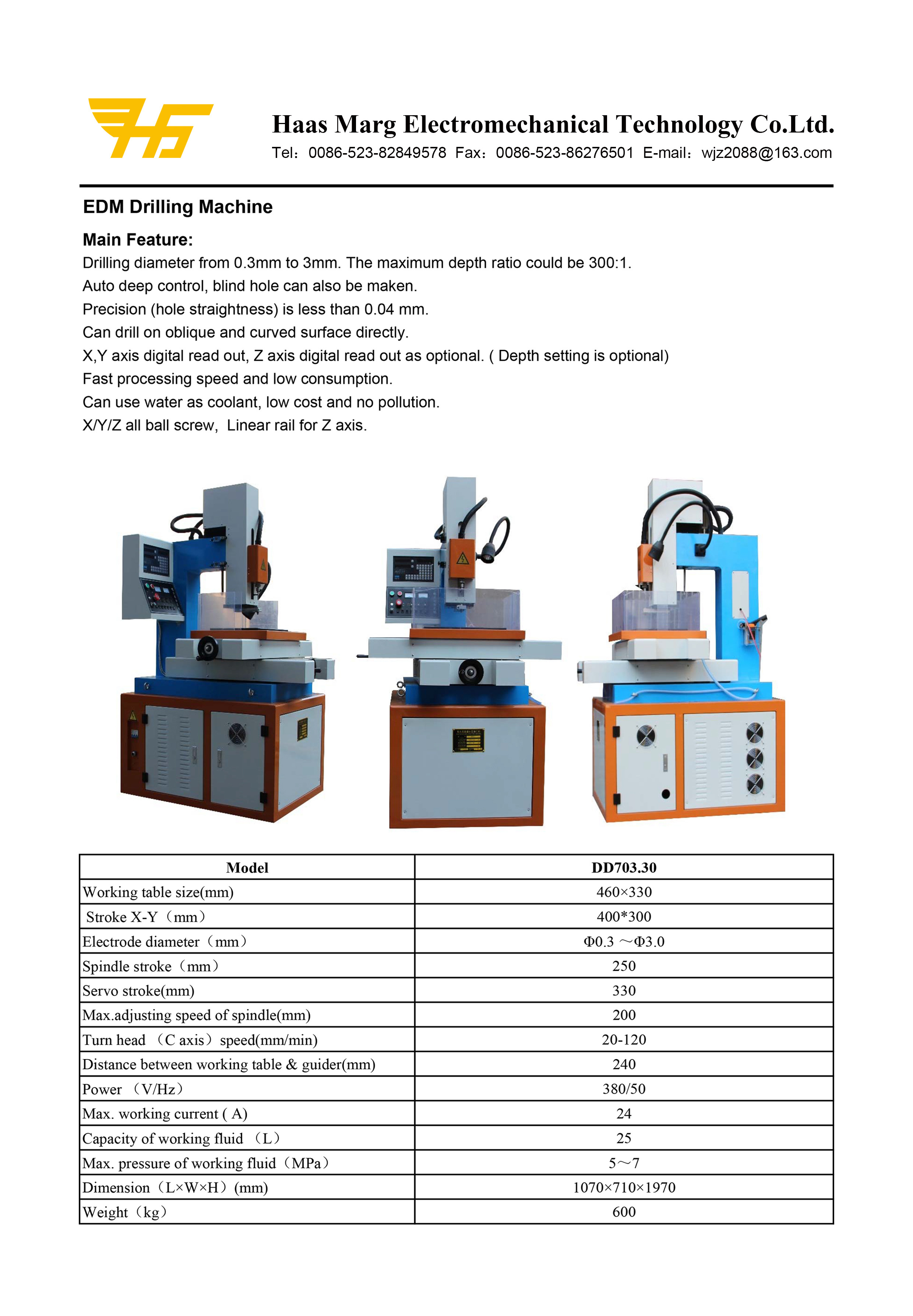 DD703.3.0 working desk size cnc small hole edm drilling machine