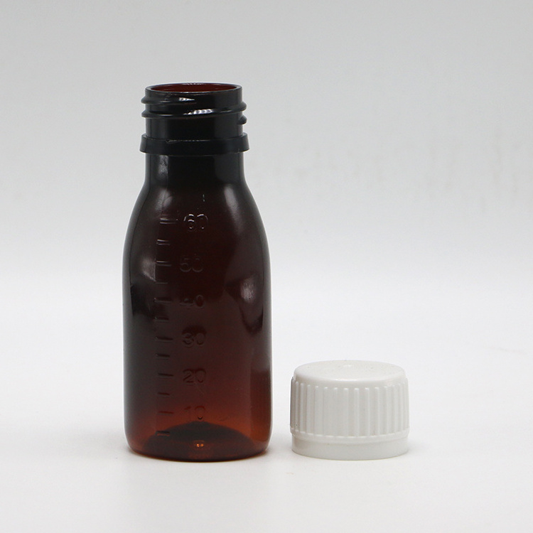 Free samples 2OZ 60ml PET cough syrup bottle for Oil Lubricating oral Liquid storage container Packaging