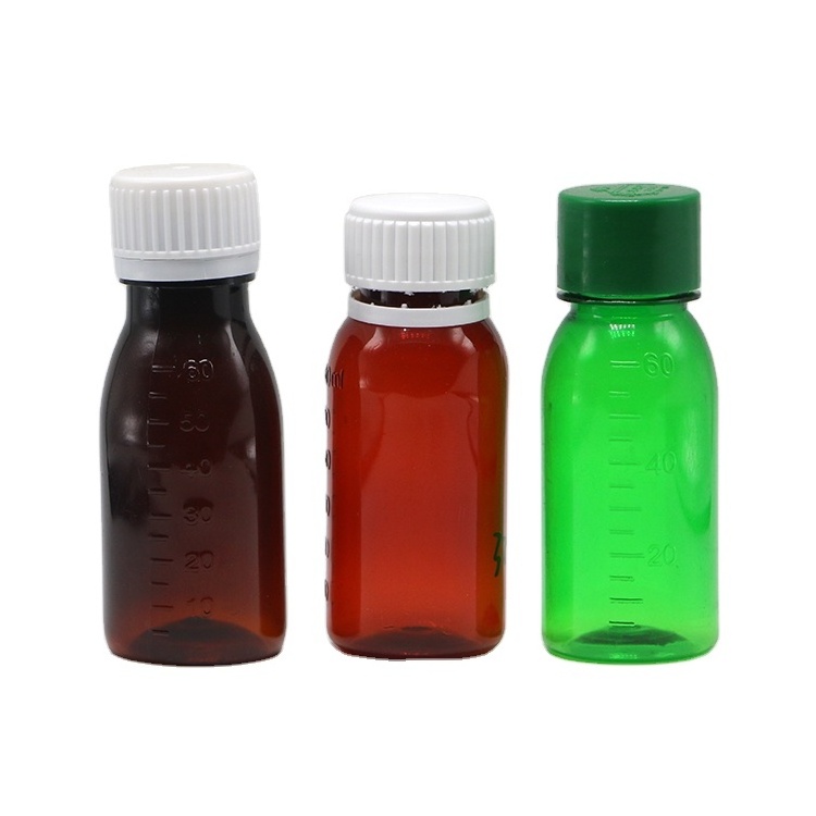 Free samples 2OZ 60ml PET cough syrup bottle for Oil Lubricating oral Liquid storage container Packaging