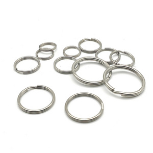 Customized Solid stainless steel Flat Circle Multiple Sizes Key Ring O Ring Clip Key ring